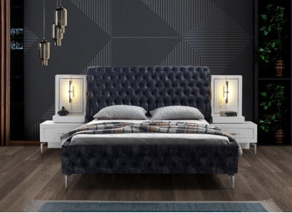 Bedroom Bed Chesterfield Upholstery Design Luxury Double Beds Black